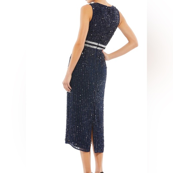 NWT-MACDUGGAL SLEEVELESS HIGH NECK BEADED MIDI SHEATH DRESS-SIZE 16-#6356 - Picture 2 of 4